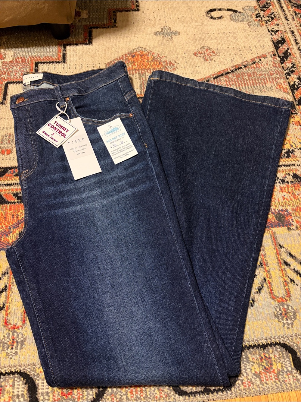Risen High-Rise Wide-Leg Jeans in Dark Indigo